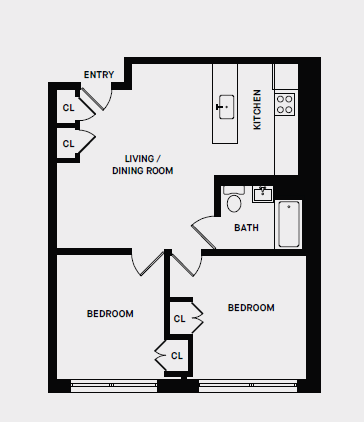 2 Bed 1 Bath
